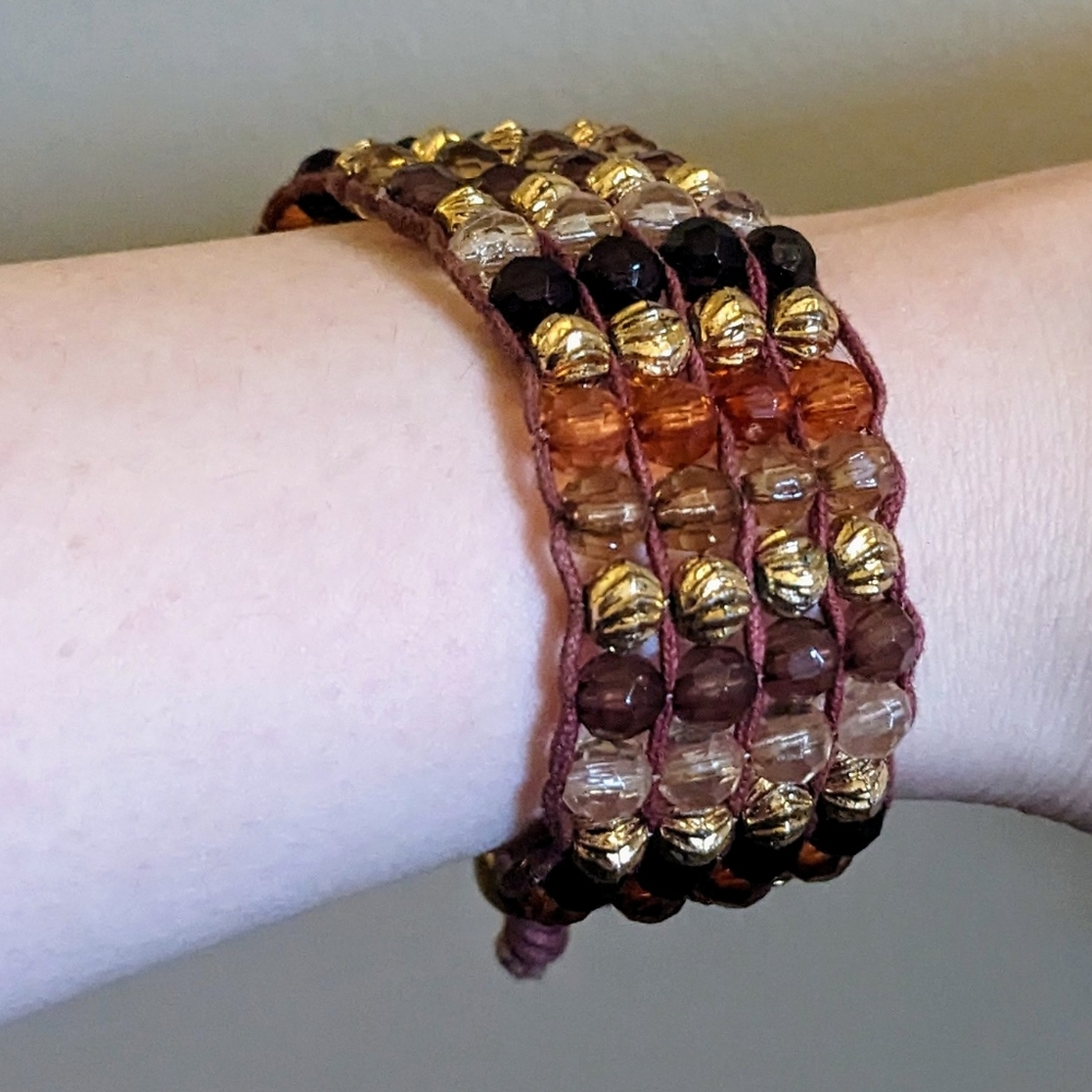 Brown Earth Tone Beaded Tie Rope Bracelet
